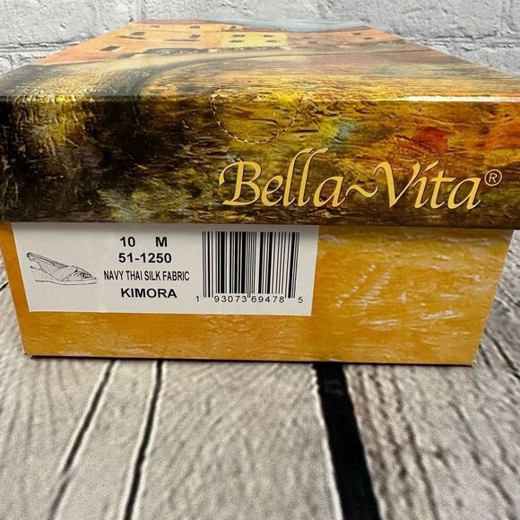 Bella Vita Women’s Kimora Wedge Espadrille Sandals Navy Thai Silk 10M NEW - Picture 11 of 13